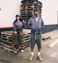 Load image into Gallery viewer, “Electric Green Plays Cross”  Vintage Navy Zip-Up
