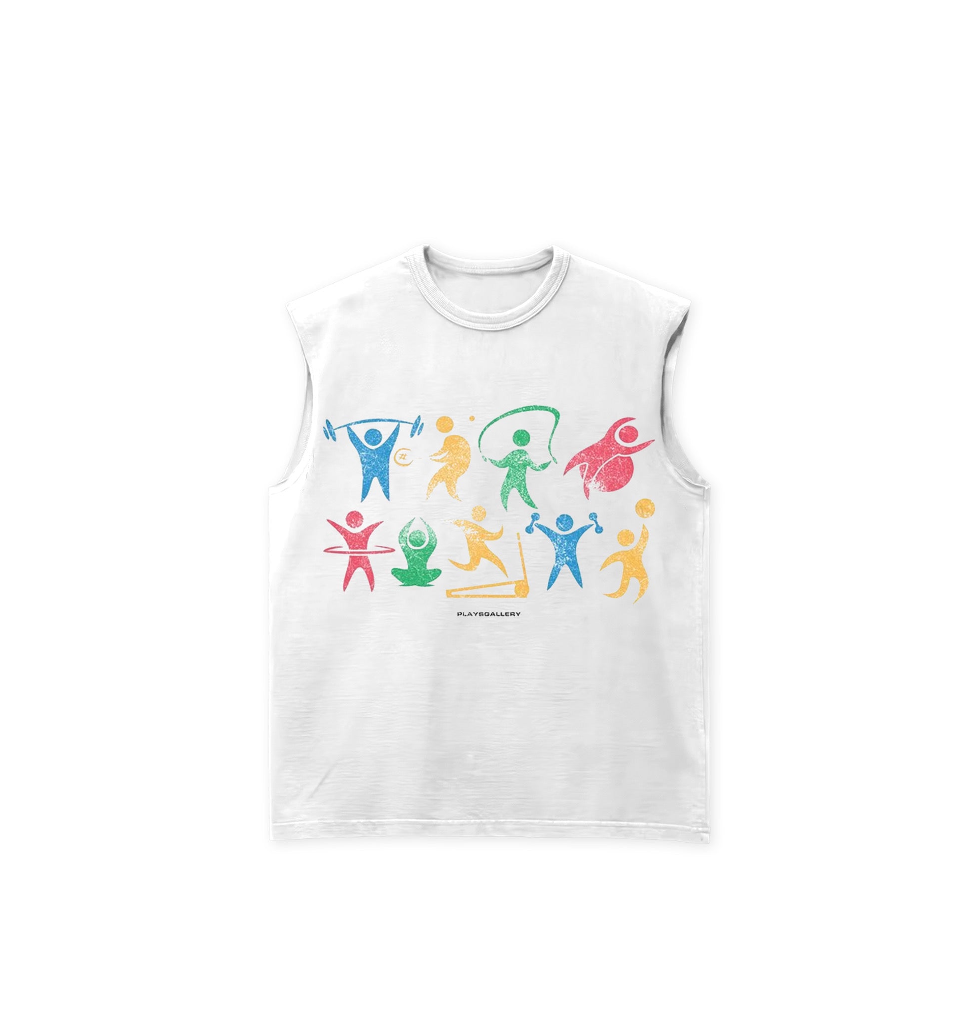 Sleeveless “ACTIVE & ATTRACTIVE” White Tee