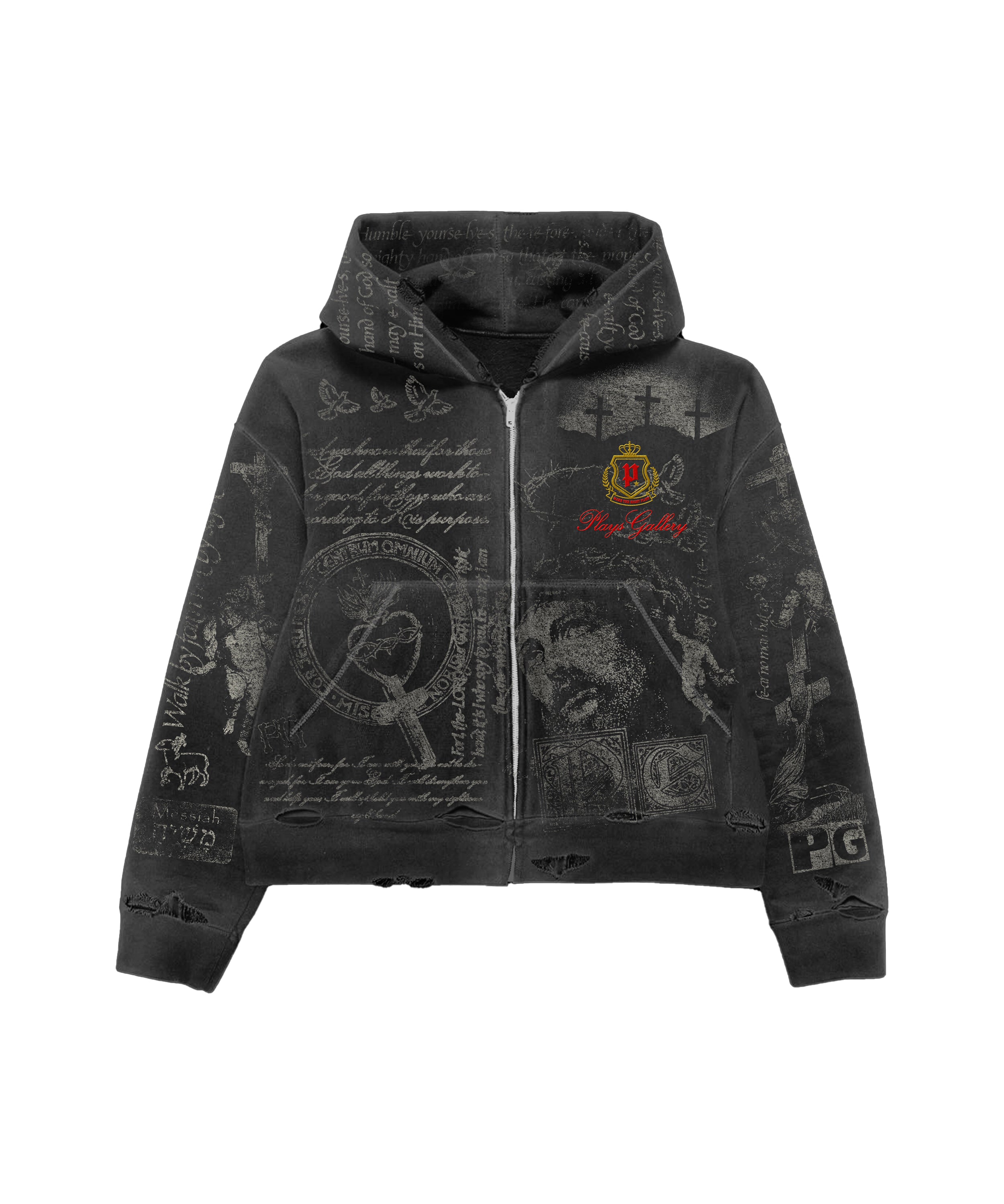 “FAITH THROUGH FIRE” Vintage Black Zip-up