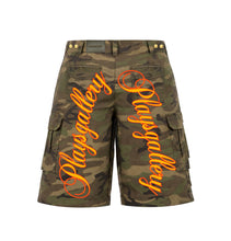 Load image into Gallery viewer, "PLAYS SCRIPT" Baggy Camo 3/4 Cargo Shorts
