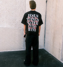 Load image into Gallery viewer, (DROP-SHOULDER/OVERSIZE BOXY-FIT) “WATER INTO WINE” Black Tee
