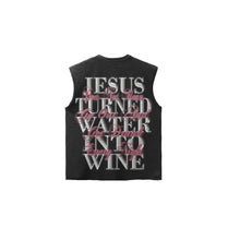 Load image into Gallery viewer, Sleeveless "WATER TO WINE" Black Tee
