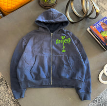 Load image into Gallery viewer, “Electric Green Plays Cross”  Vintage Navy Zip-Up
