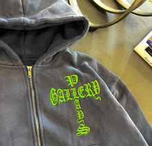 Load image into Gallery viewer, “Electric Green Plays Cross”  Vintage Navy Zip-Up
