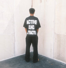 Load image into Gallery viewer, (DROP-SHOULDER/OVERSIZE BOXY-FIT) “ACTIVE &amp; ATTRACTIVE” Black Tee

