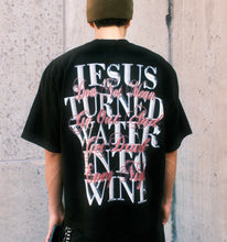 Load image into Gallery viewer, (DROP-SHOULDER/OVERSIZE BOXY-FIT) “WATER INTO WINE” Black Tee
