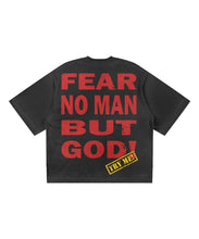 Load image into Gallery viewer, “V3 FEAR NO MAN” Vintage Black Tee (RED)
