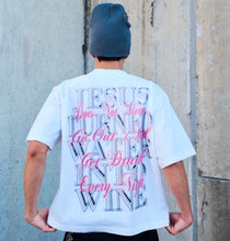 Load image into Gallery viewer, (DROP-SHOULDER/OVERSIZE BOXY-FIT) “WATER INTO WINE” White Tee
