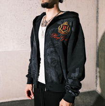 Load image into Gallery viewer, “FAITH THROUGH FIRE” Vintage Black Zip-up
