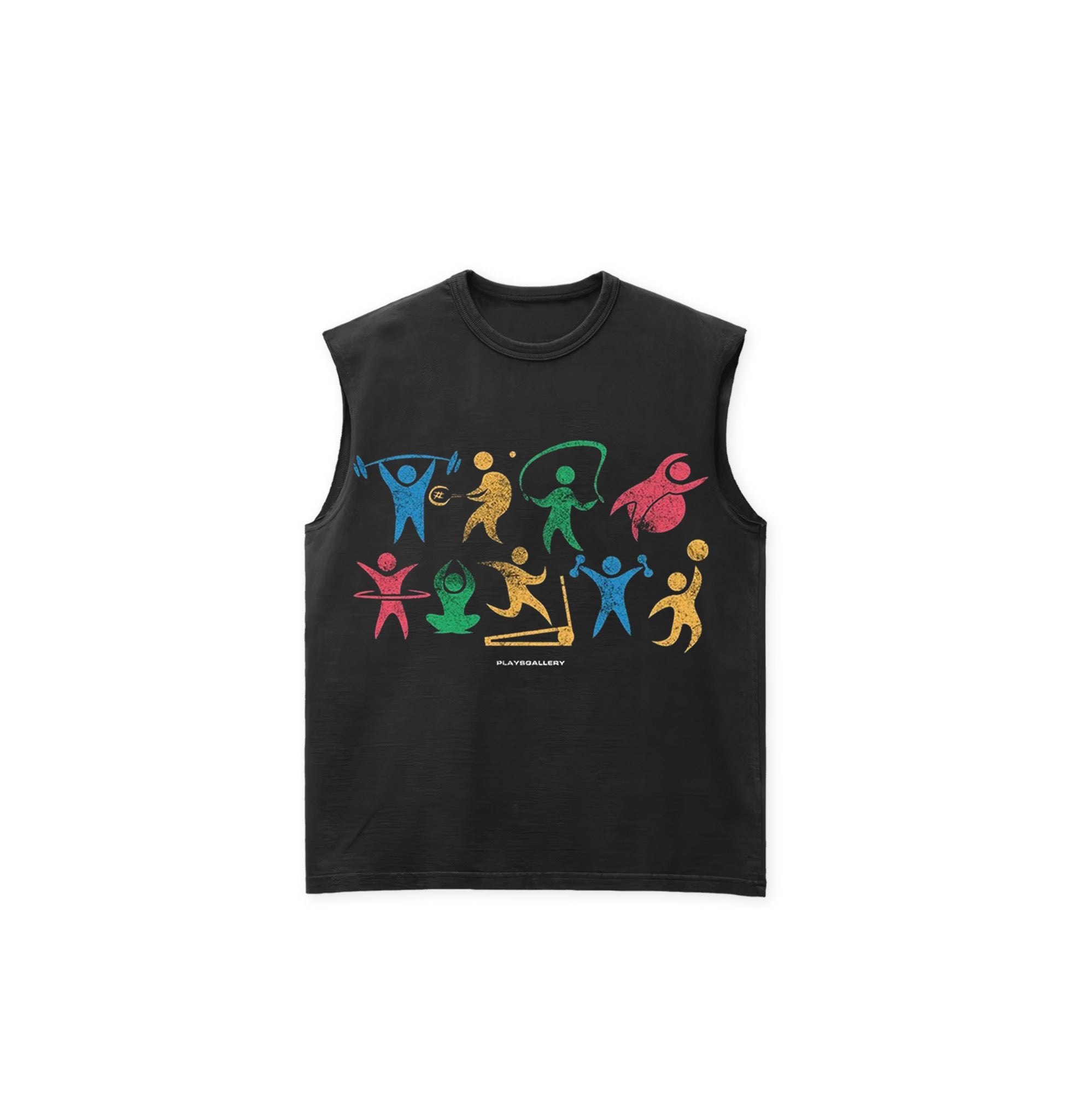 Sleeveless “ACTIVE & ATTRACTIVE” Black Tee