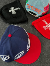 Load image into Gallery viewer, "PLAYS" NAVY/RED Fitted Hat

